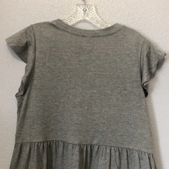 GAP dress Women's M light heather gray cap sleeve tiered knit v neck petite EUC - Picture 8 of 11